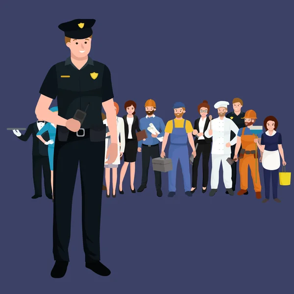 Sirva e proteja. Homem da polícia, policial masculino, ilustração vetorial —  Vetores de Stock