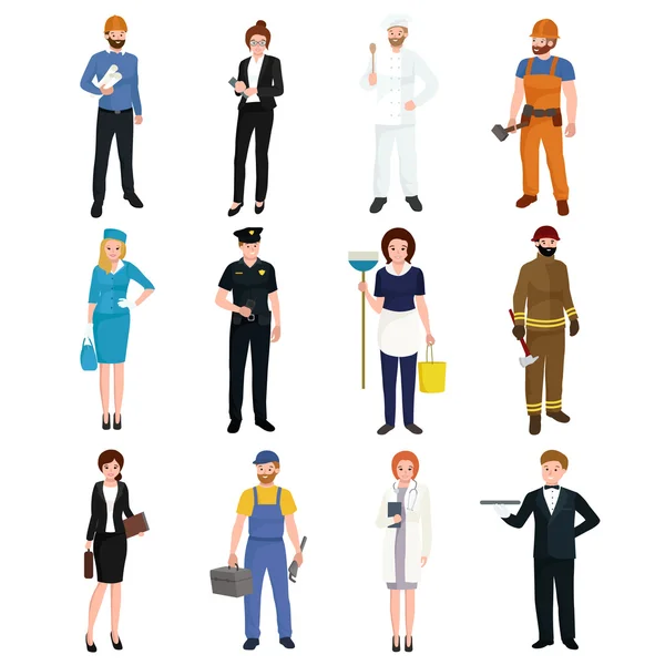 Persone di professione diversa. Set illustrazione vettoriale uomo e donna — Vettoriale Stock