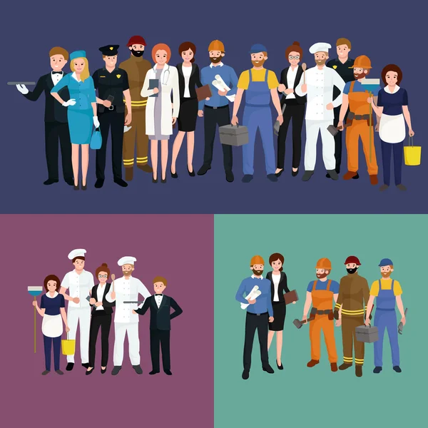 Persone di professione diversa. Set illustrazione vettoriale uomo e donna — Vettoriale Stock