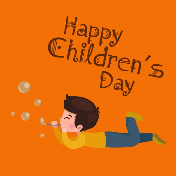 Illustration vectorielle enfants jouant, carte de vœux heureux enfants jour fond — Image vectorielle