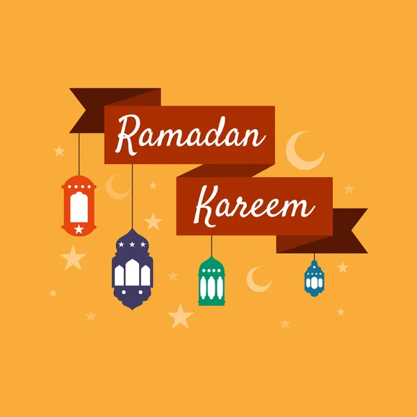 Zadowolony Ramadan Kareem, pozdrowienie tła ilustracji wektorowych — Wektor stockowy