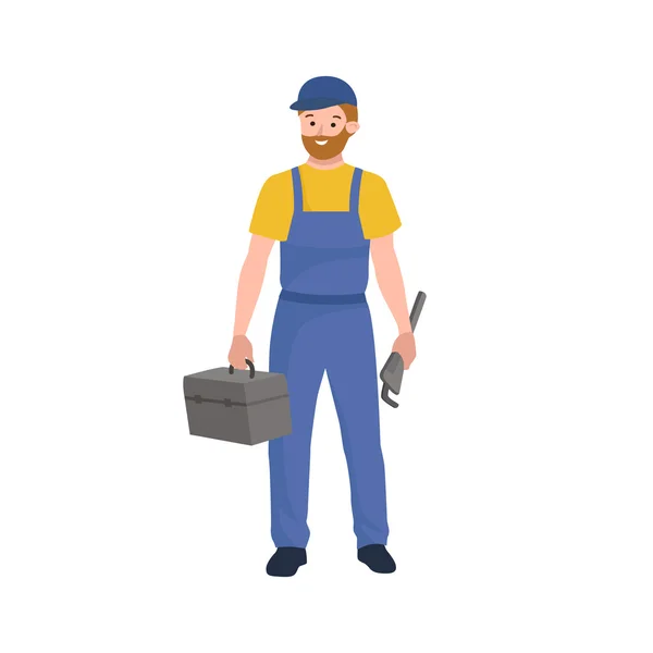 Man werknemer loodgieter, beroep mensen uniform, cartoon vector illustratie — Stockvector