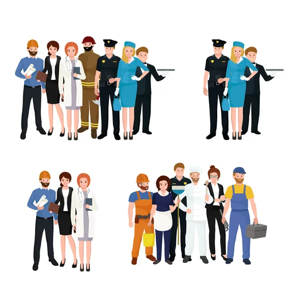 Persone di professione diversa. Set illustrazione vettoriale uomo e donna — Vettoriale Stock