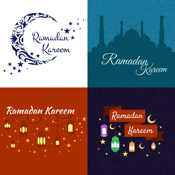 Happy Ramadan Kareem, cumprimentando fundo conjunto ilustração vetorial — Vetor de Stock