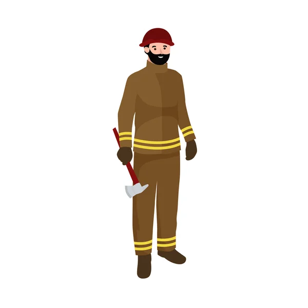 Profesiones hombre bombero. Trabajadores equipo aislado vector ilustración — Archivo Imágenes Vectoriales