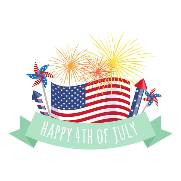 Boldog július 4, függetlenség napja Vector design, USA — Stock Vector