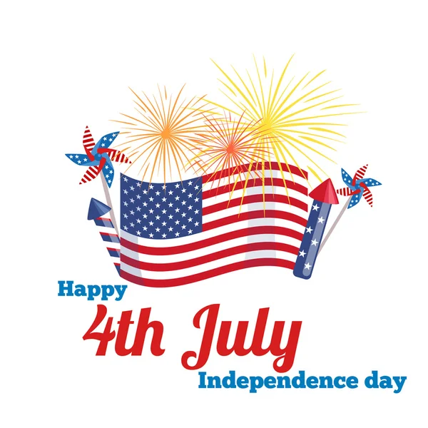 Ευτυχισμένη 4η Ιουλίου, η ημέρα ανεξαρτησίας — Διανυσματικό Αρχείο