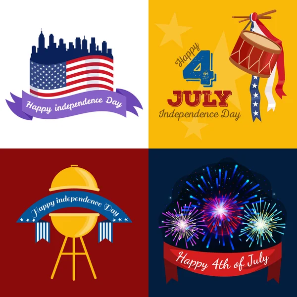 Joyeux 4 juillet, Independence Day Vector Design, Etats-Unis — Image vectorielle