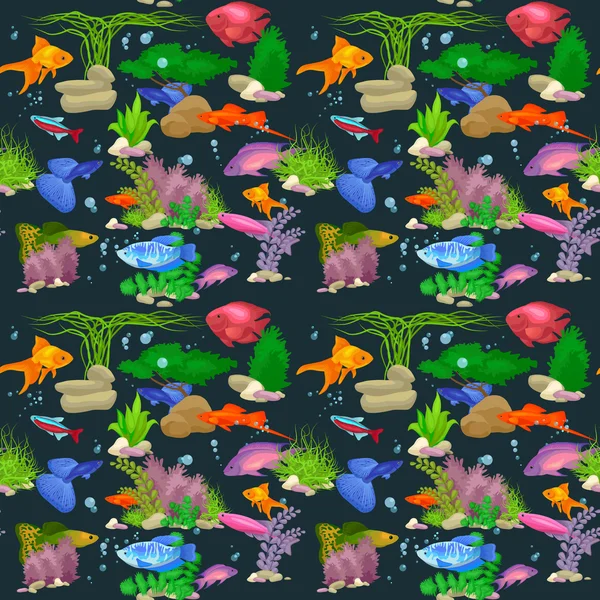 Aquarium Fisch Vektor Illustration nahtlose Muster — Stockvektor