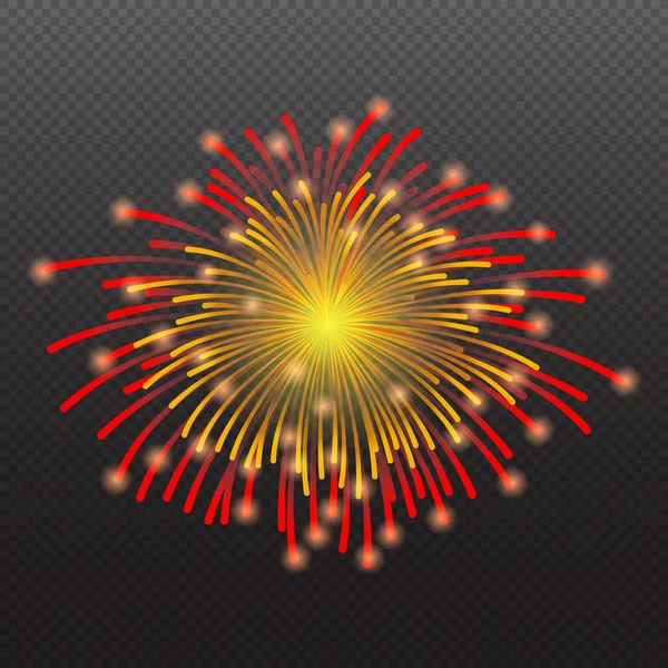 Réglez Festive Firework Salute Burst sur fond transparent illustration vectorielle — Image vectorielle