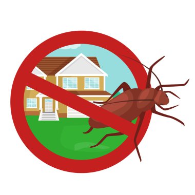 Haşere kontrol kavramı böcekler yok edici siluet düz vektör çizim ile