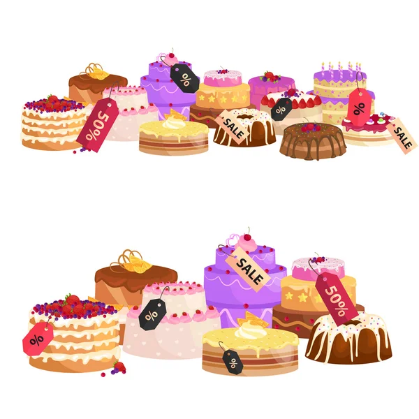 Confectionery shop Sale. Set of sweets, cakes. desserts. vector illustration — Stock Vector