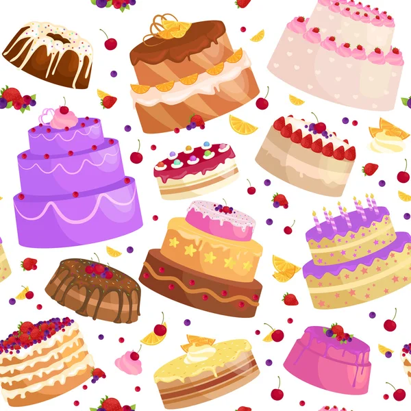 Conjunto de iconos de pastel vectorial, Comida de cumpleaños, postre dulce, ilustración aislada . — Vector de stock