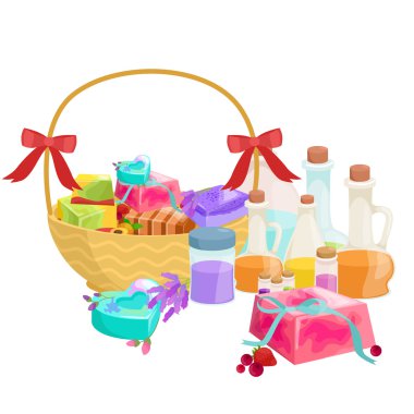 Doğal el yapımı Sabun ve zeytin illüstrasyon vektör