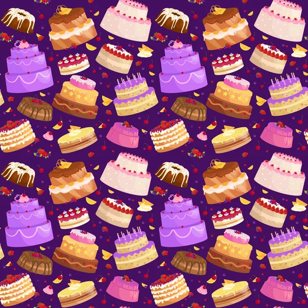Conjunto de ícones de bolo vetorial, Comida de aniversário, sobremesa doce, ilustração isolada . —  Vetores de Stock