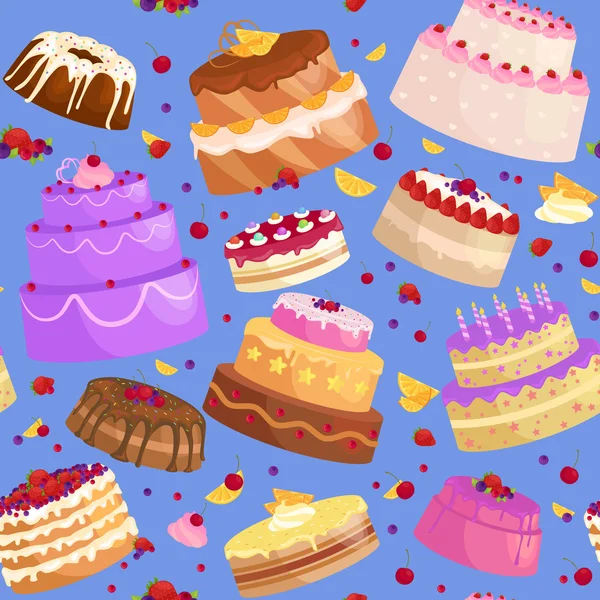 Vector cake icon set, Birthday food, sweet dessert, isolated illustration. — Stock Vector