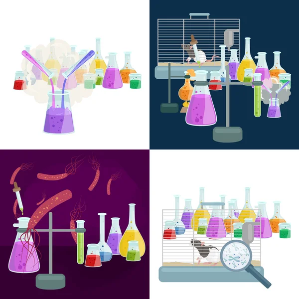 Educação química equipamentos de laboratório de pesquisa, tubo de vidro de laboratório de ciência, vetor —  Vetores de Stock