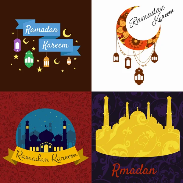 Glad Ramadan Kareem, hälsning bakgrund illustration set — Stockfoto