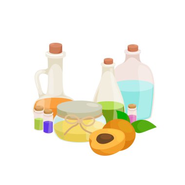 Organik temel aroma yağı ve sabun bar setiyle şişeleri