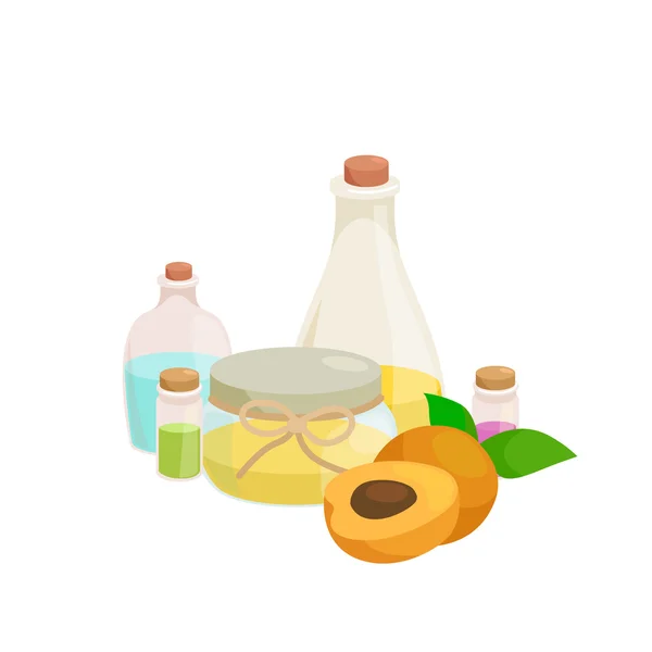 Butelki z organiczne niezbędne zapach oleju i soap bar — Wektor stockowy