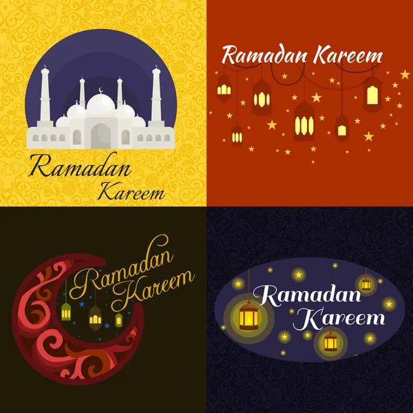 Zadowolony Ramadan Kareem, pozdrowienie tła ilustracji zestaw — Zdjęcie stockowe
