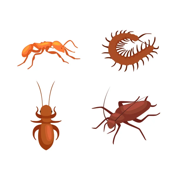 Pest control concept with insects exterminator silhouette flat vector illustration — Stock Vector
