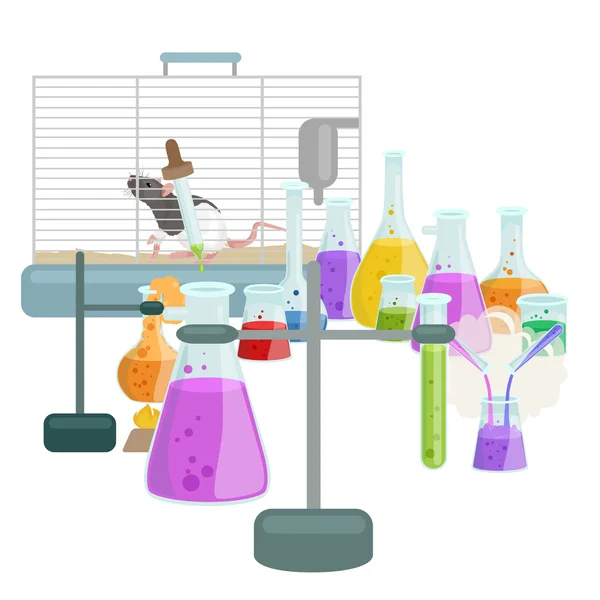 Química educación equipo de laboratorio de investigación, tubo de vidrio de laboratorio de ciencia, vector — Vector de stock