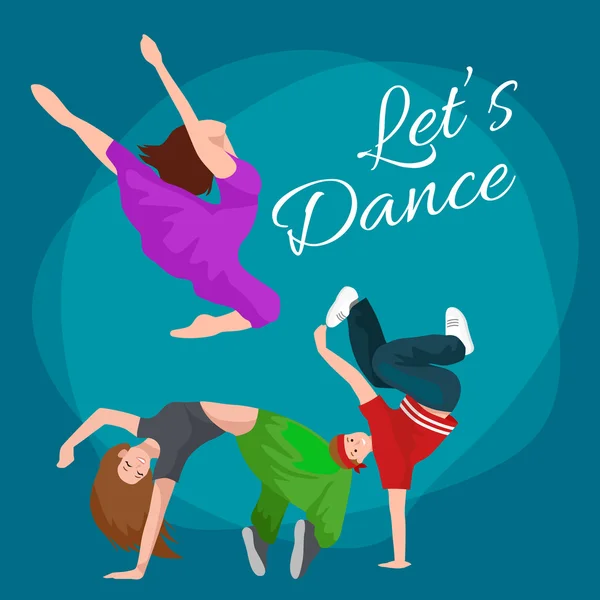 Vektorové ilustrace páru tance moderního tance, partneři tanec bachata, taneční styl designu koncepce set, tradiční taneční ploché ikony izolované vektorové ilustrace, muž a žena společenské tance. — Stockový vektor