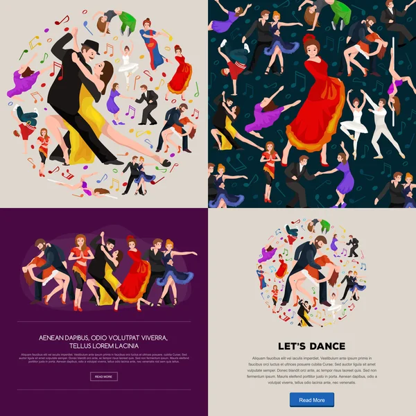 Dansende mensen, danser Bachata, Hiphop, Salsa, Indische, Ballet, Strip, Rock and Roll, breken, Flamenco, Tango, modern, buikdans Pictogram pictogram. Stijl van concept ontwerpset dansen — Stockvector