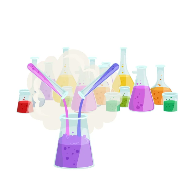 Matériel de laboratoire de recherche en enseignement de la chimie, tube de verre de laboratoire scientifique, vecteur — Image vectorielle