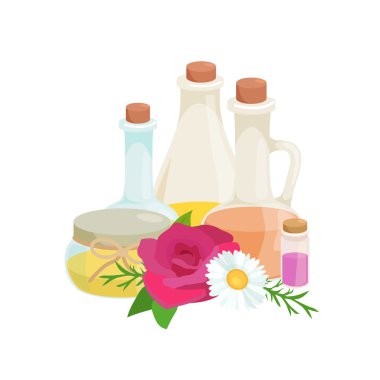 Organik temel aroma yağı ve sabun bar setiyle şişeleri