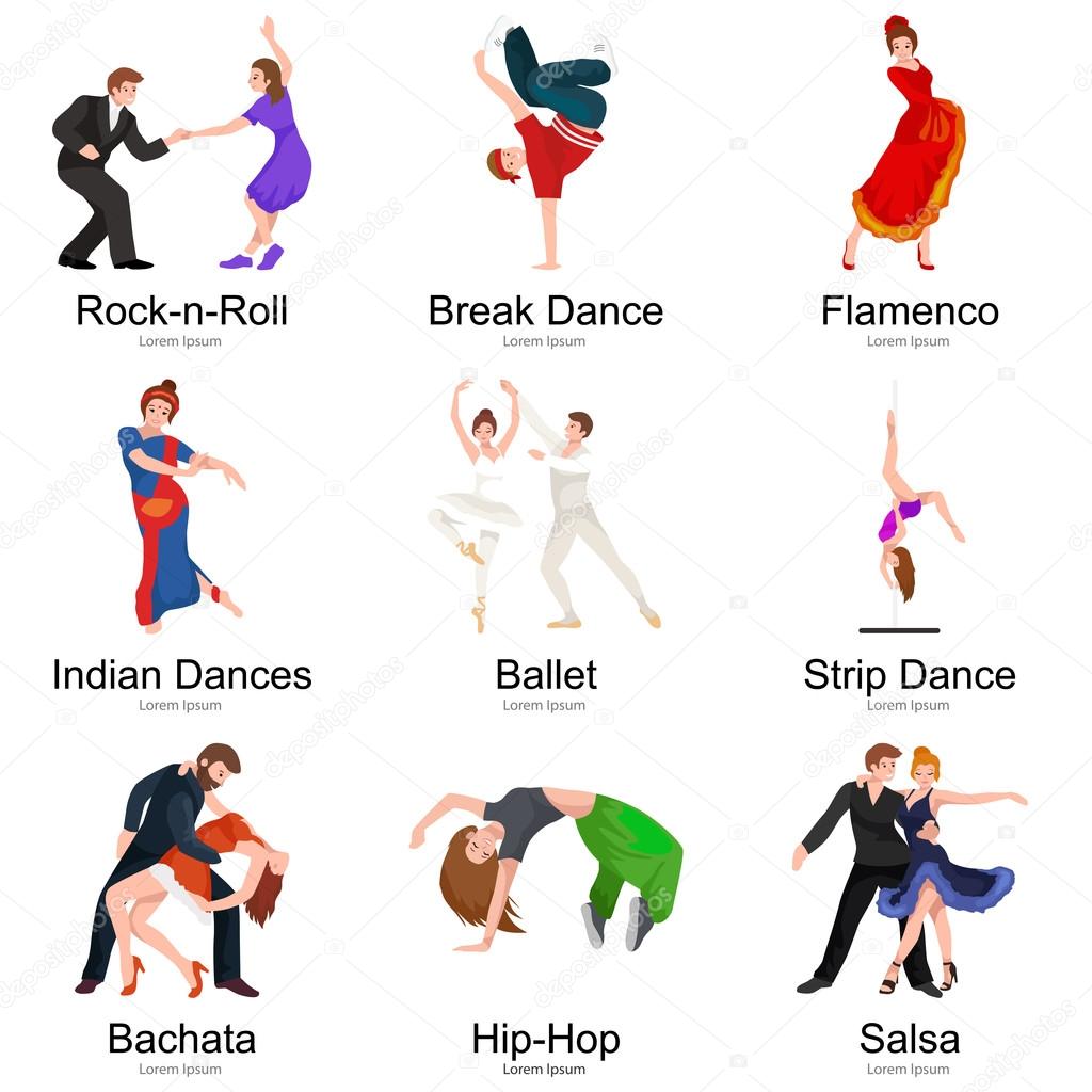 Dancing People, Dancer Bachata, Hiphop, Salsa, Indian, Ballet, Strip, Rock and Roll, Break, Flamenco, Tango, Contemporary, Belly Dance Pictogram Icon. Dancing style of design concept set Stock Vector Image by ©AnutaBerg #115437990 Dancing People, Dancer Bachata, Hiphop, Salsa, Indian, Ballet, Strip, Rock and Roll, Break, Flamenco, Tango, Contemporary, Belly Dance Pictogram Icon. Dancing style of design concept set Stock Vector Image by ©AnutaBerg #115437990