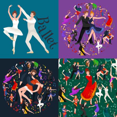 Dans insanlar, dansçı Bachata, Hiphop, Salsa, Hint, bale, şerit, Rock and Roll, mola, flamenko, Tango, çağdaş, oryantal dans sembol simge. Tasarım kavramı kümesi tarzı dans