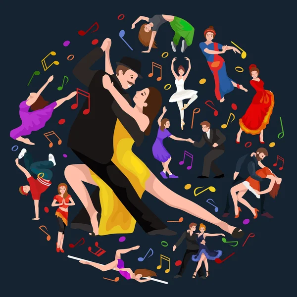 Yong pár muž a žena, tančí tango s vášní, tanečníků tango vektorové ilustrace izolované na bílém Latinské a společenské tance, tango Michaela národy, dívka a chlapec tančit ve snaze získat — Stockový vektor