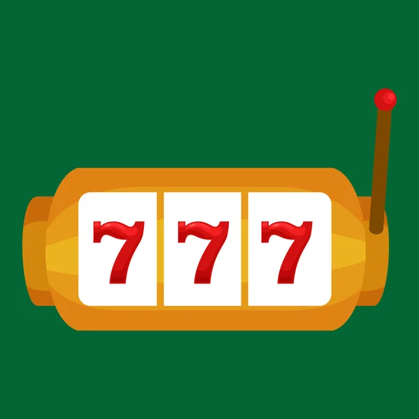 Spielautomat mit drei Sieben isoliert auf grünem Hintergrund. gewinnen Glücksspiel Casino-Symbol, Risiko und spielen in Spielautomat, isolierte Vektorillustration — Stockvektor