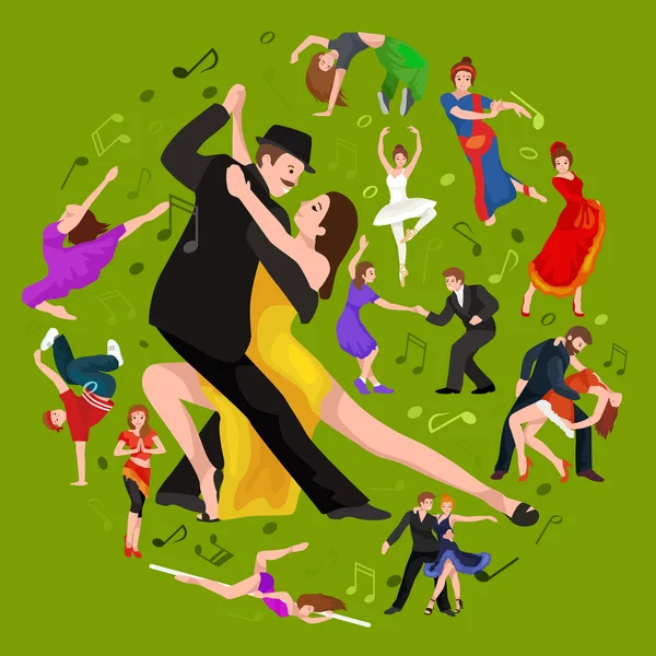 Yong casal homem e mulher dançando tango com paixão, dançarinos de tango ilustração vetorial isolado em branco latino e danças de salão, povos dansing tango, menina e menino tango — Vetor de Stock