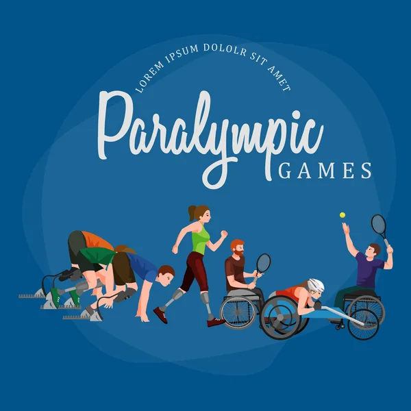 Behindern Behindertensport paralympische Spiele Strichmännchen-Symbole — Stockvektor