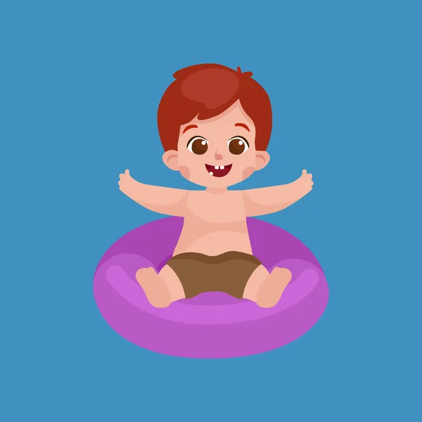 Chłopiec w stroju kąpielowym na białym tle, wakacje dla dzieci — Wektor stockowy