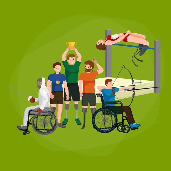 Handicap Sport Games stok figuur Pictogram pictogrammen uitschakelen — Stockvector