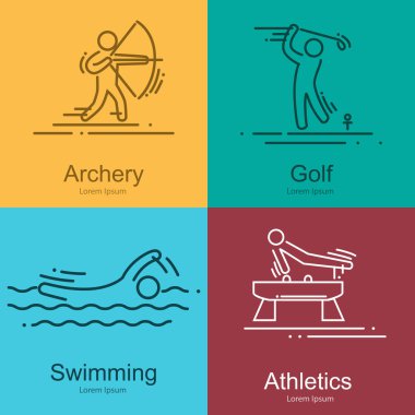 sembollerin spor ince çizgi vektör Icons set