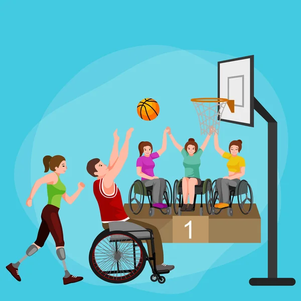 Disabled athlete with prosthesis isolated concept, sport for people with prosthesis, physical activity and competition for invalid — Stock Vector