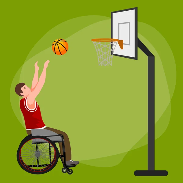 Disabili su sedia a rotelle Giocare a basket per disabili, sport disabili — Vettoriale Stock