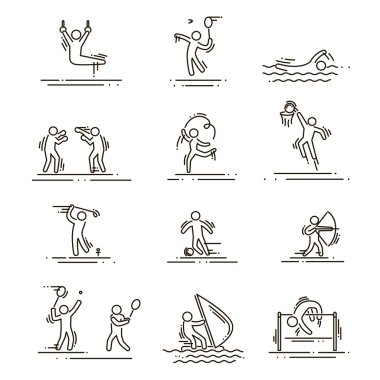 sembollerin spor ince çizgi vektör Icons set