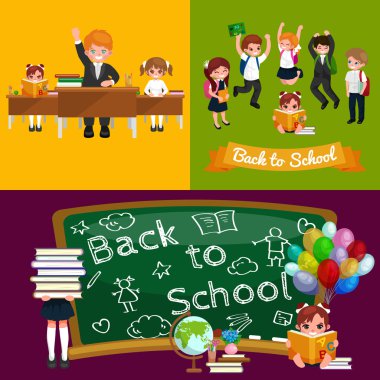 geri okul ve çocuk eğitim kavramı vektör arka plan için