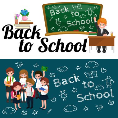 geri okul ve çocuk eğitim kavramı vektör arka plan için