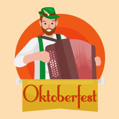 almanya bira festivali oktoberfest, cam kupa bavyera bira, geleneksel parti kutlama, vektör illüstrasyon