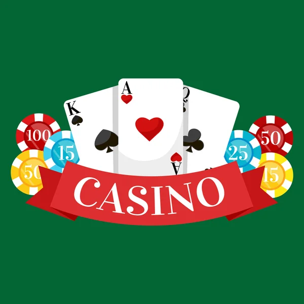 Jogando cartas de poker ilustração vetorial, ganhar ícone de casino de jogo, risco e jogar poker, baralho de cartas isolado —  Vetores de Stock