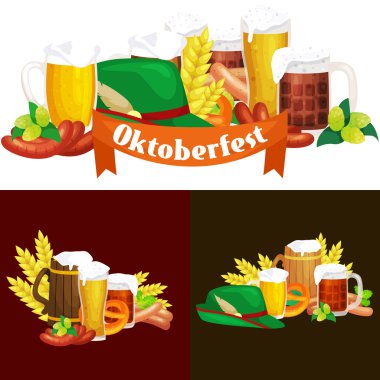 Açık ve koyu bira bir pub arka plan snacks ile bardak.