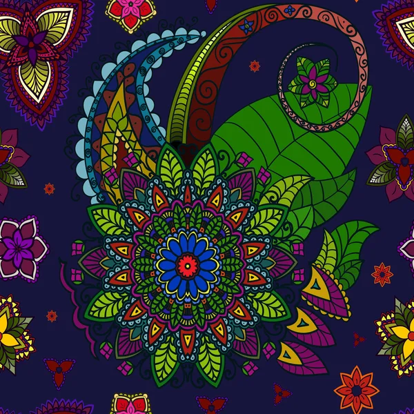 手描き曼荼羅、花のデザイン要素 — ストックベクタ