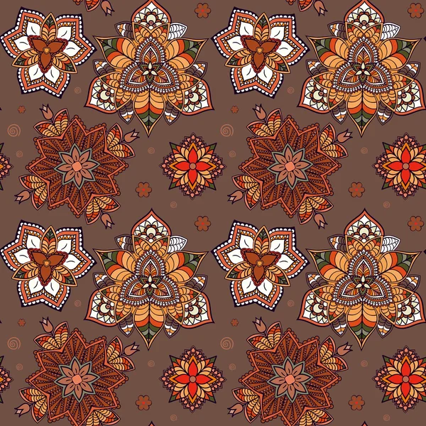 Mandala dibujado a mano. patrón sin costuras de garabato floral. patrón de color circular para la decoración — Vector de stock